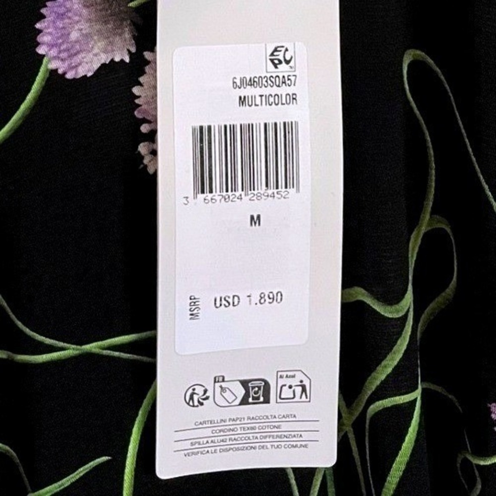 Stella McCartney Ruched Waist Twisted Floral Mesh Dress Black Size XS, Size Med - Picture 7 of 17